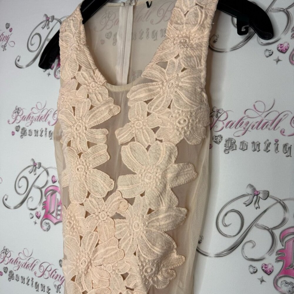 Bodysuit floral see through sexy stunning peach orange pink light nude dance - Picture 2 of 6